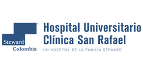Logo del Hospital Universitario Clínica San Rafael (Steward Colombia), aliado de FUNCA para formación y prácticas en salud.