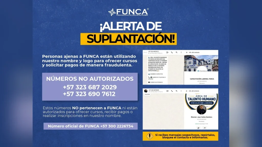 ¡Alerta de suplantación! Estos números no pertenecen a FUNCA